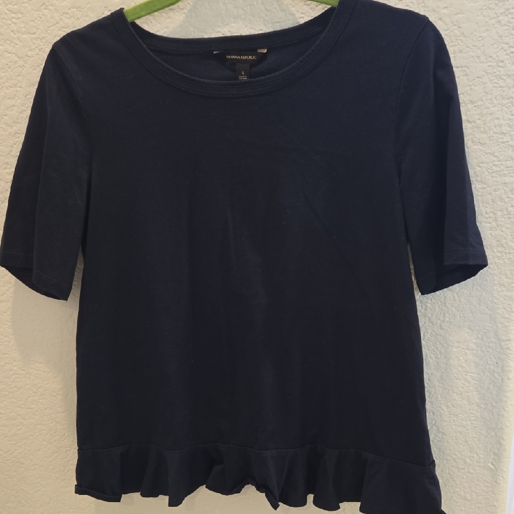 Forever 21 Ruffled Blue Short Sleeve Tee